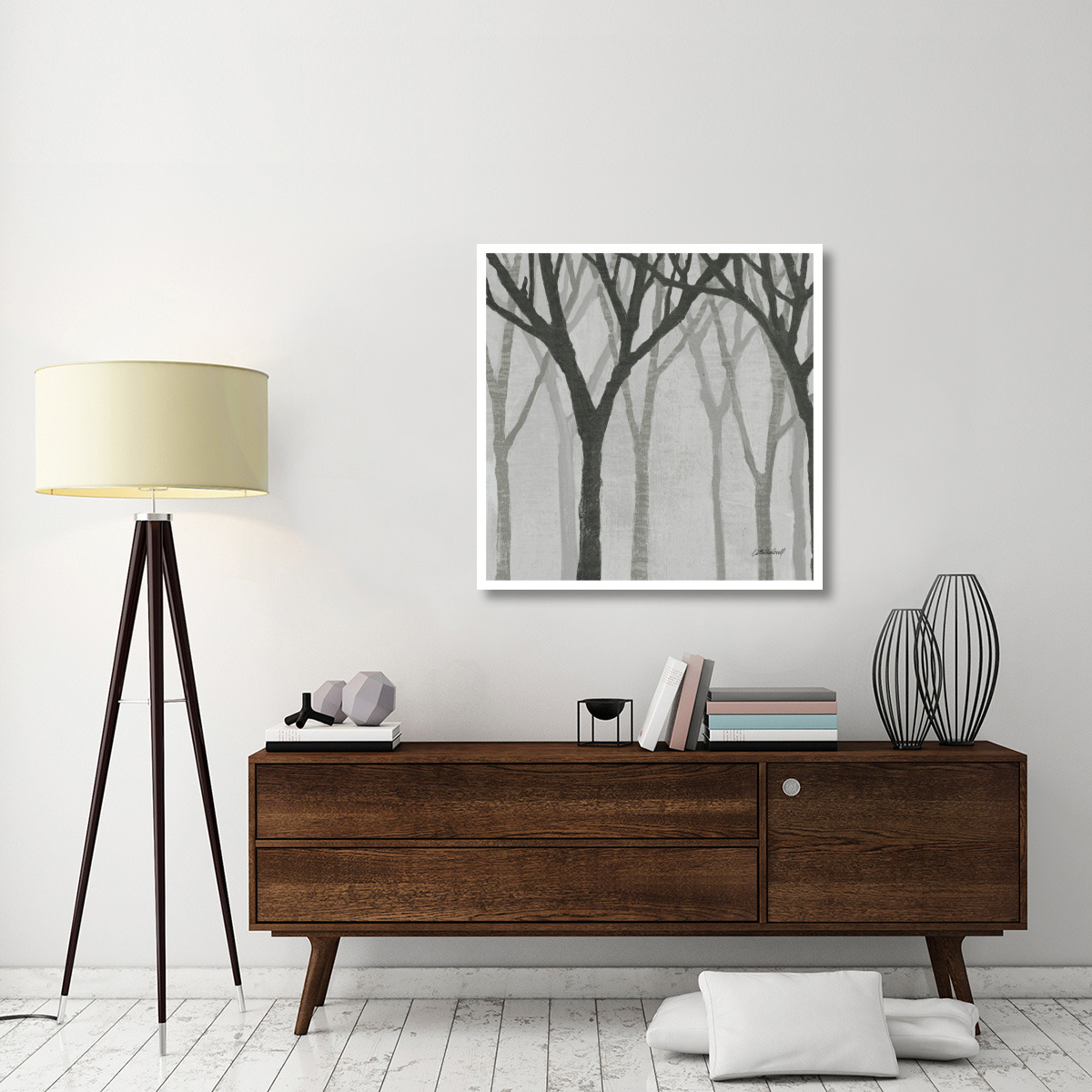 Spring Trees Greystone I -Paper Art-38&quotx38"