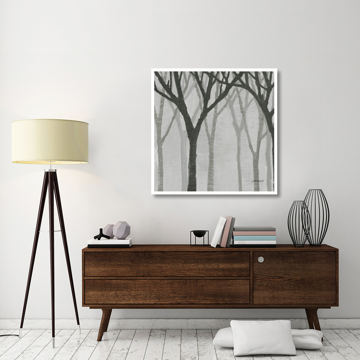 Spring Trees Greystone I -Paper Art-42&quotx42"