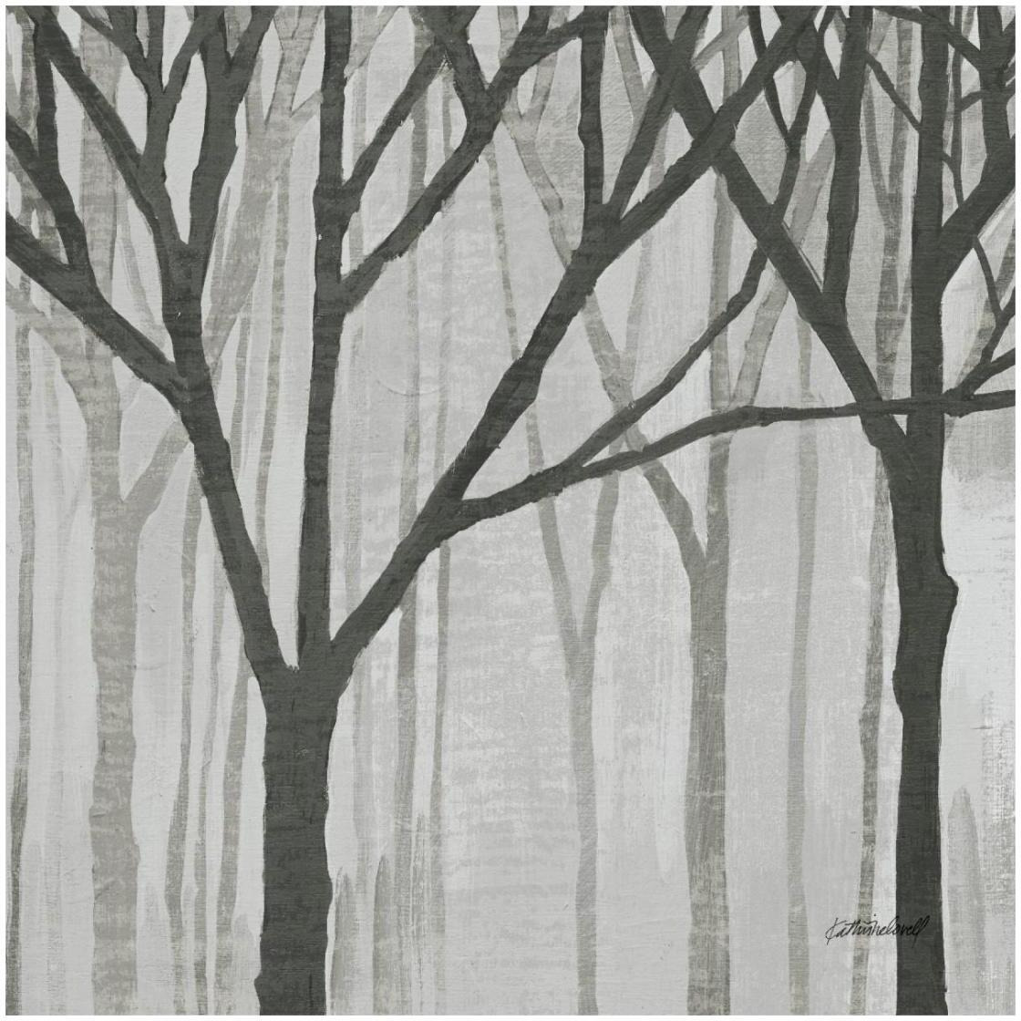 Spring Trees Greystone III -Paper Art-26&quotx26"
