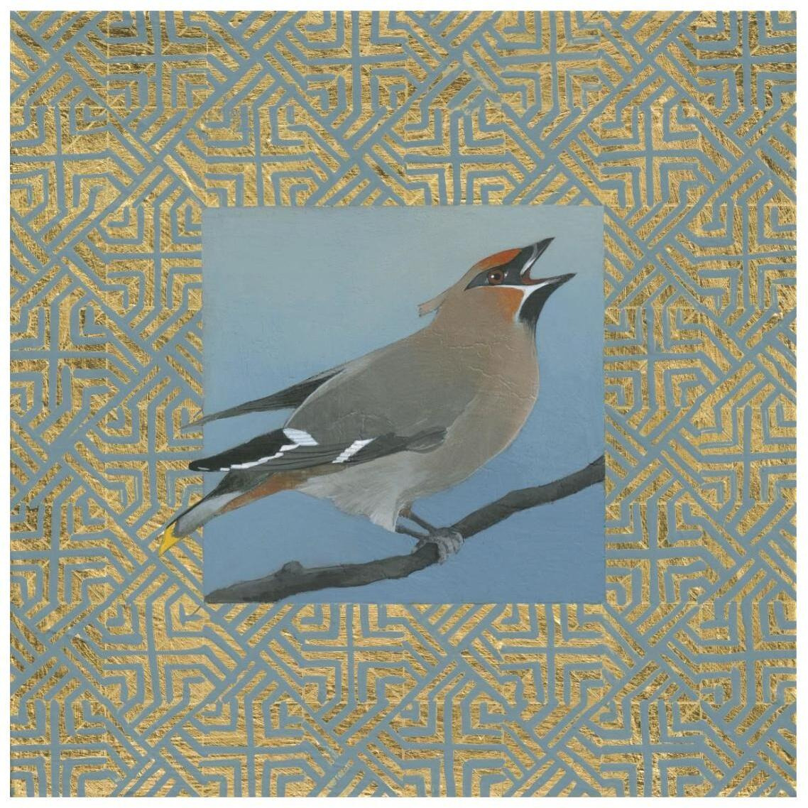 Cedar Waxwing Border -Paper Art-26&quotx26"