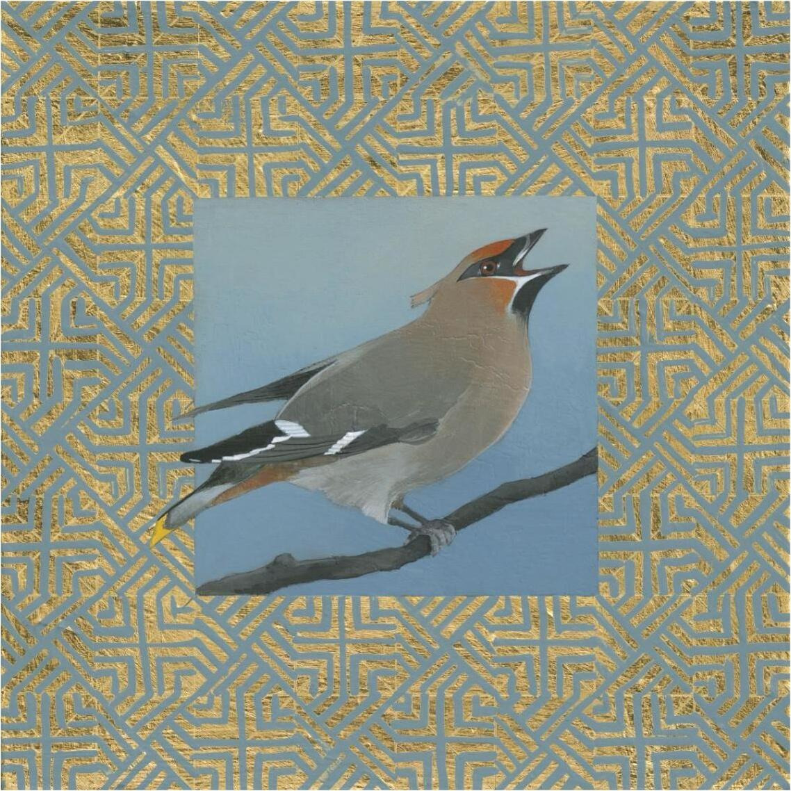 Cedar Waxwing Border -Paper Art-38&quotx38"