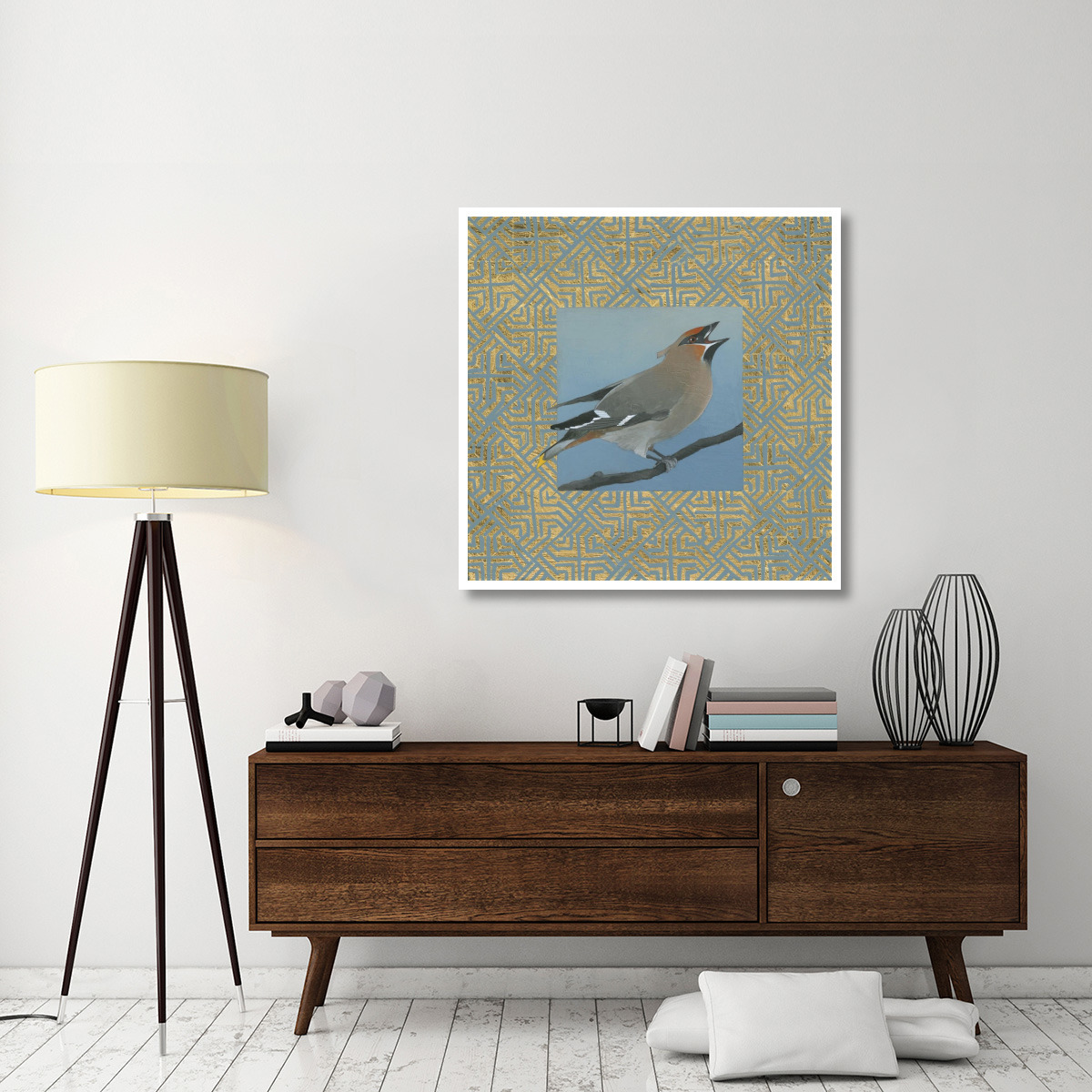 Cedar Waxwing Border -Paper Art-42&quotx42"