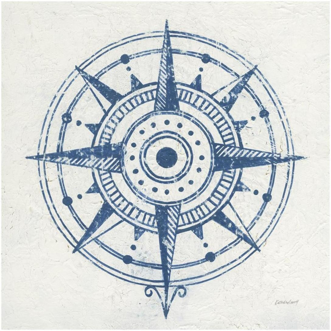 Indigo Gild Compass Rose I -Paper Art-20&quotx20"