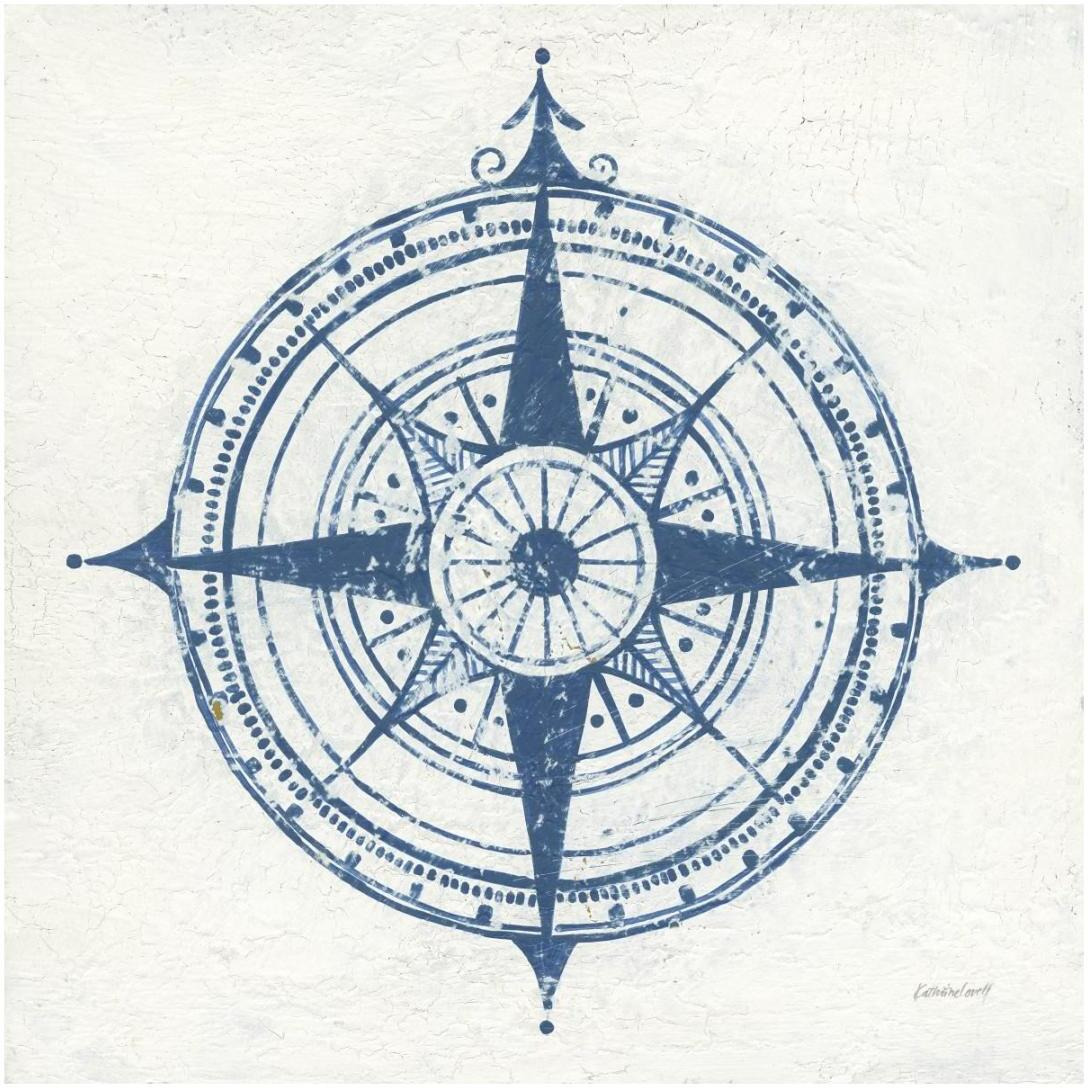 Indigo Gild Compass Rose II -Paper Art-20&quotx20"