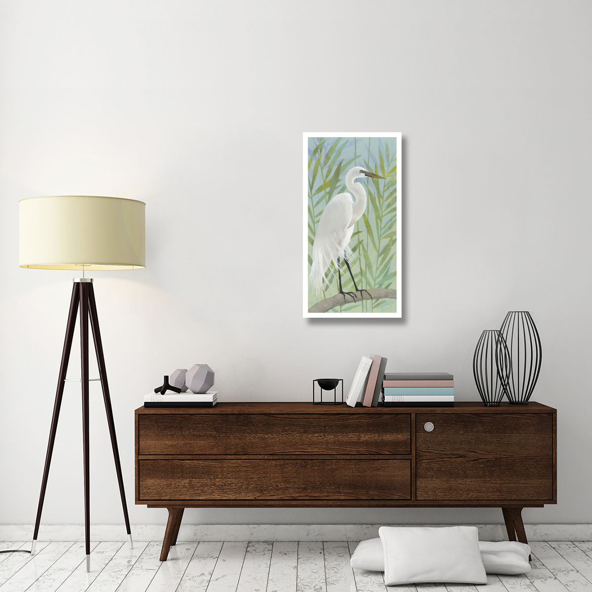 Egret by the Shore I -Paper Art-20&quotx38"