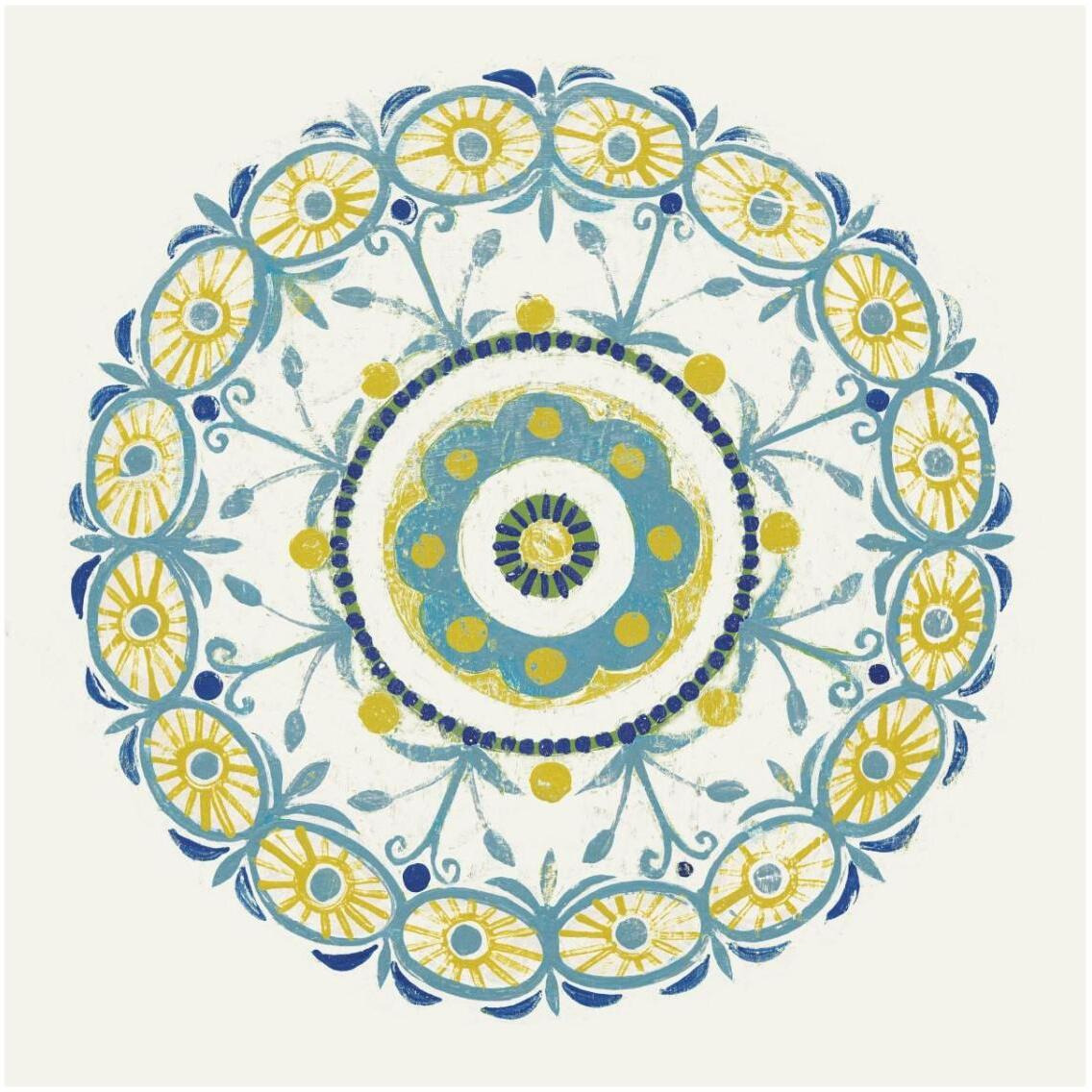 Lakai Circle I Blue and Yellow -Paper Art-32&quotx32"