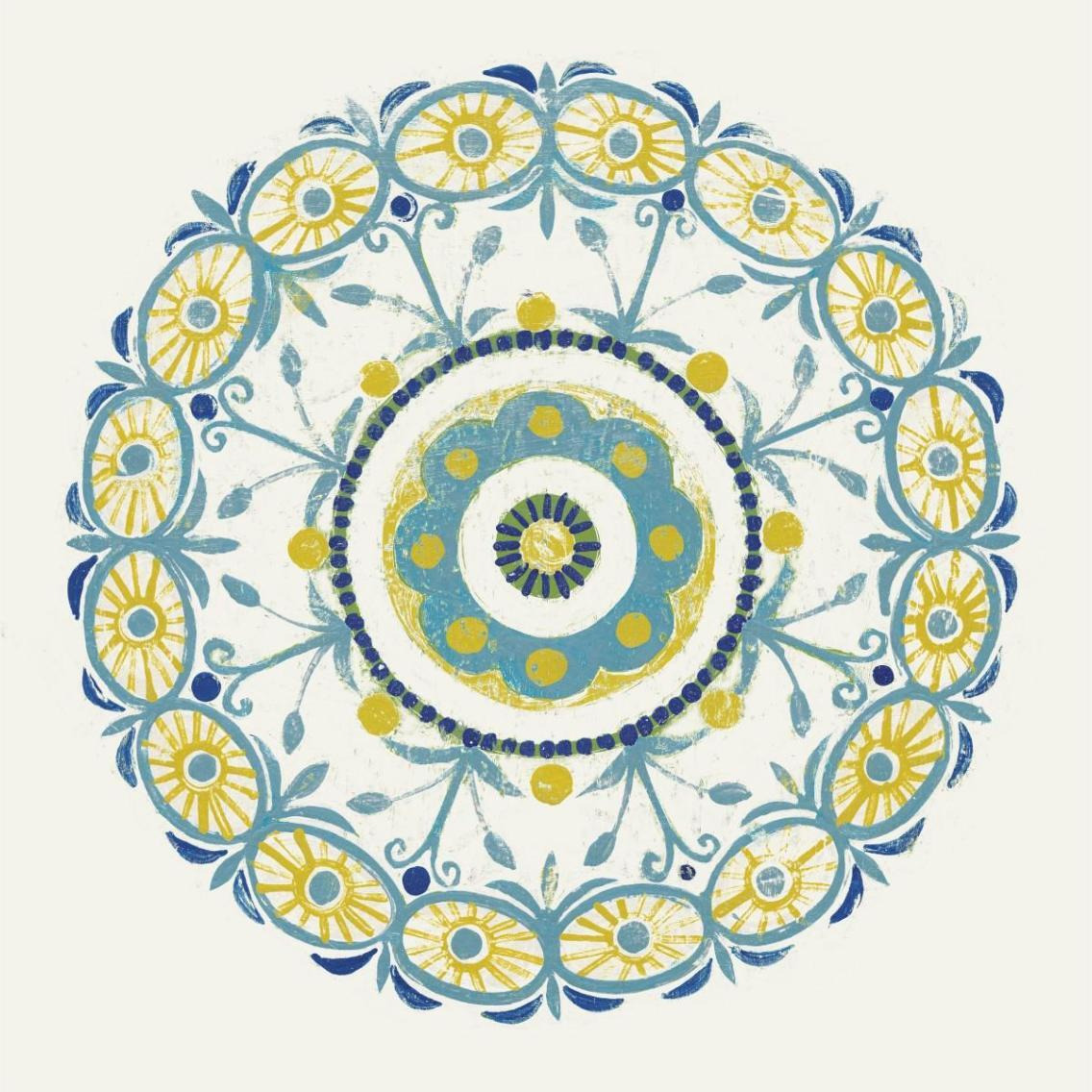 Lakai Circle I Blue and Yellow -Paper Art-38&quotx38"