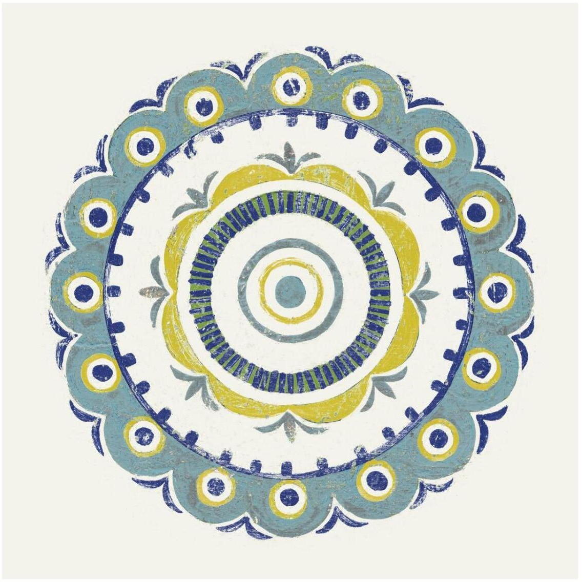 Lakai Circle II Blue and Yellow -Paper Art-32&quotx32"
