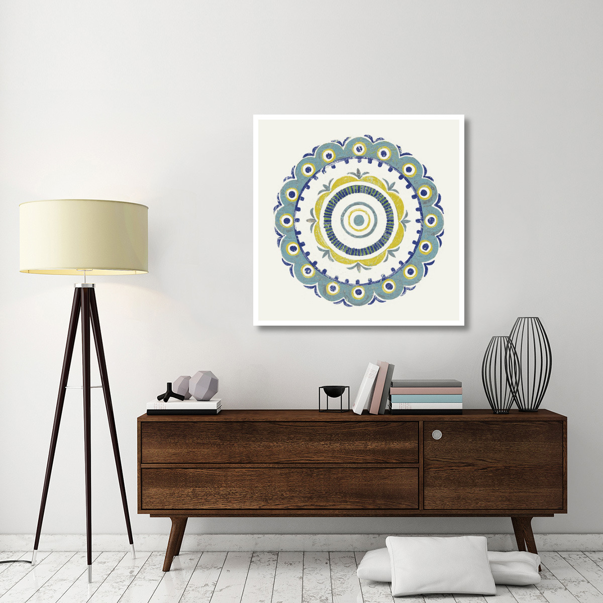 Lakai Circle II Blue and Yellow -Paper Art-42&quotx42"