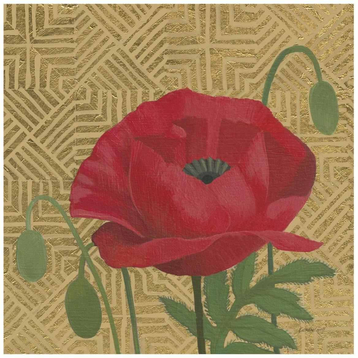 Poppy with Pattern -Paper Art-42&quotx42"