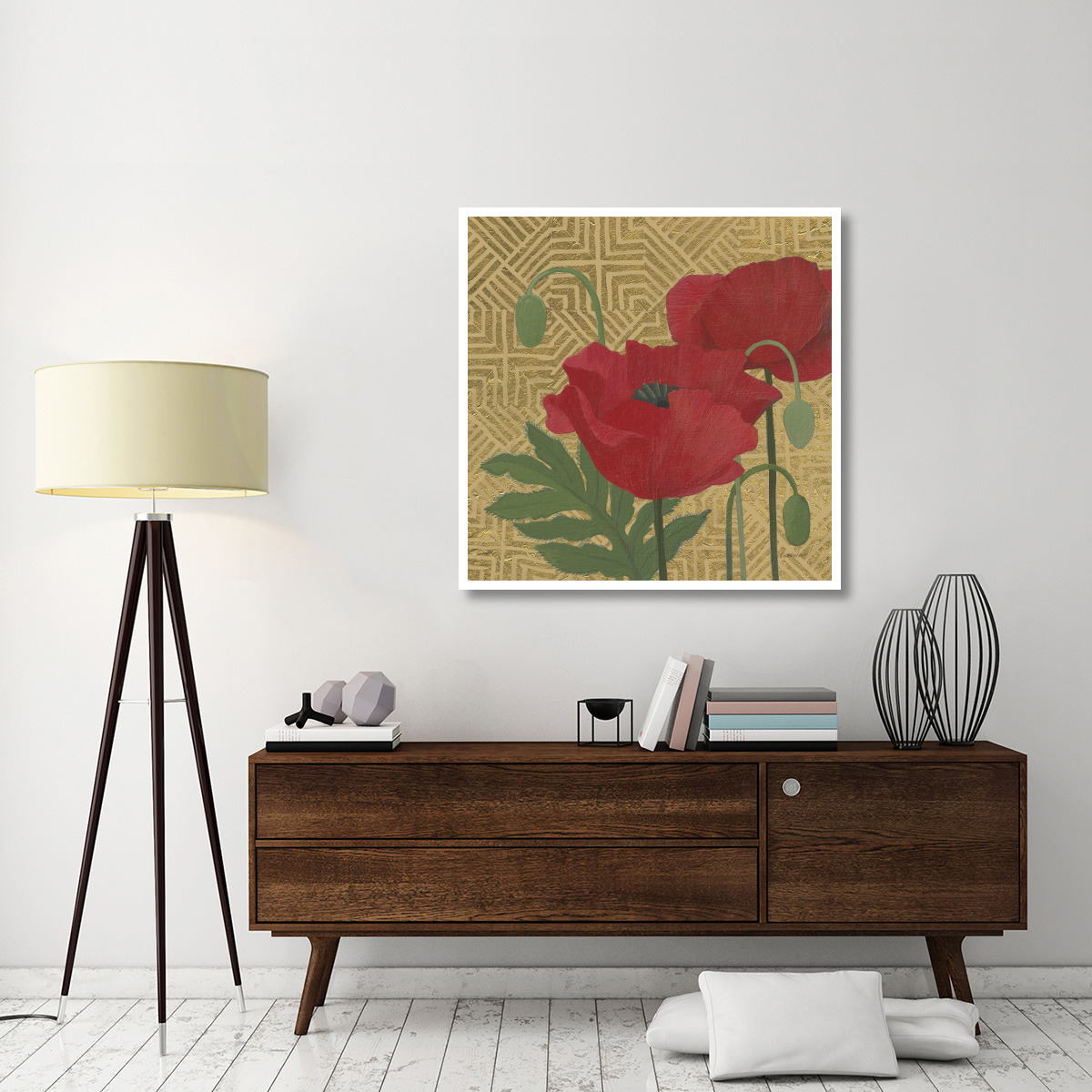 More Poppies with Pattern -Paper Art-42&quotx42"