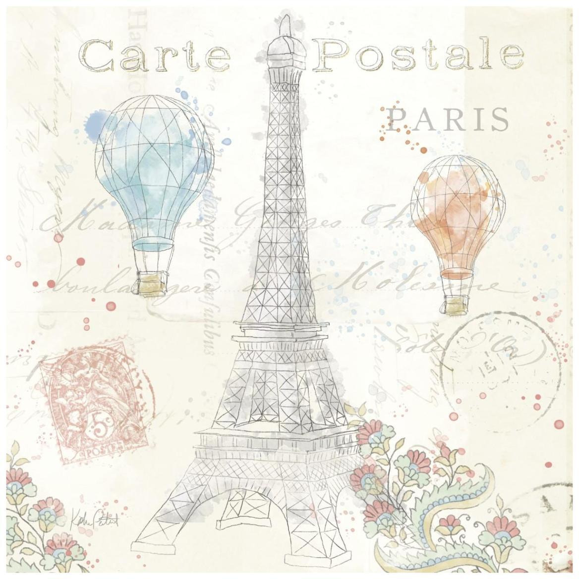 Lighthearted in Paris V -Paper Art-42&quotx42"