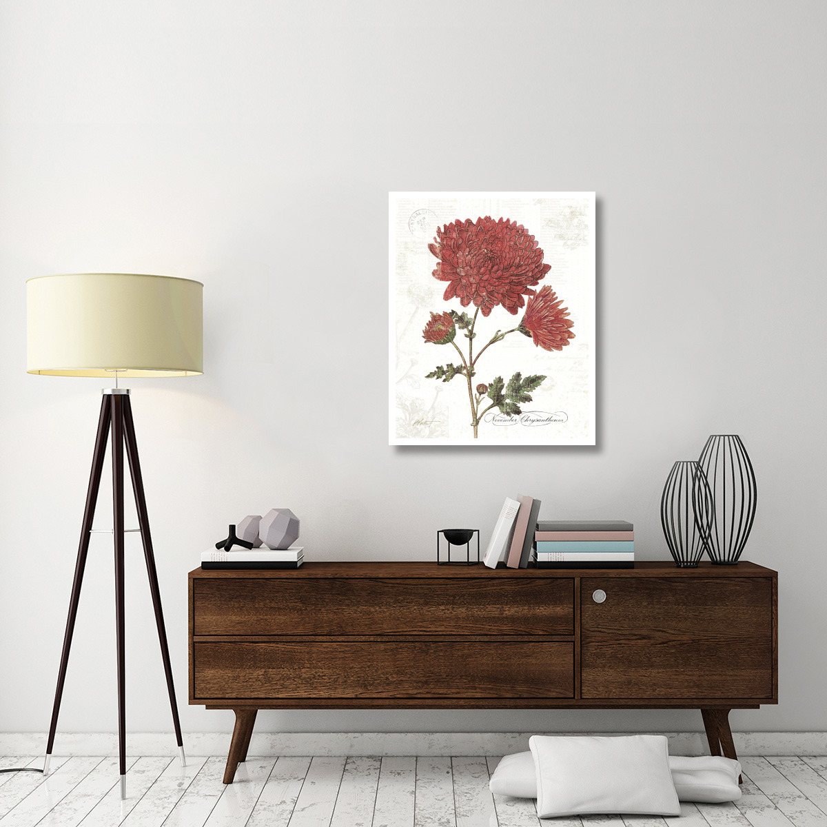 November Mum on White -Paper Art-30&quotx37"