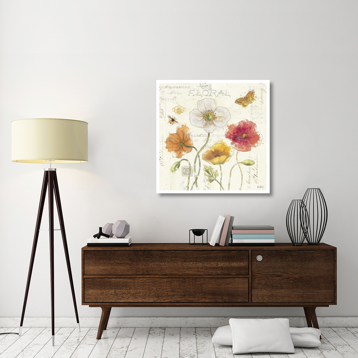Painted Poppies III -Paper Art-38&quotx38"