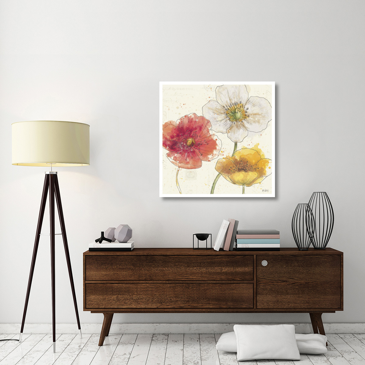 Painted Poppies IV -Paper Art-38&quotx38"