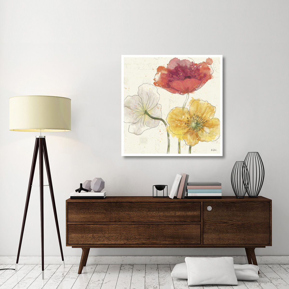 Painted Poppies V -Paper Art-42&quotx42"