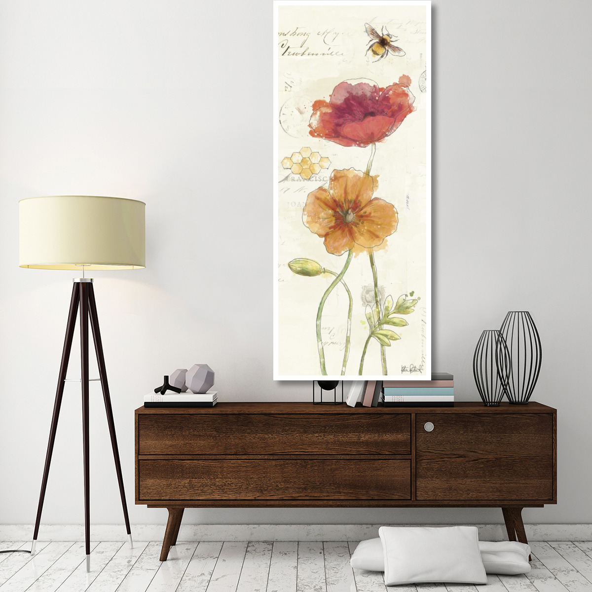 Painted Poppies VI -Paper Art-32&quotx77"