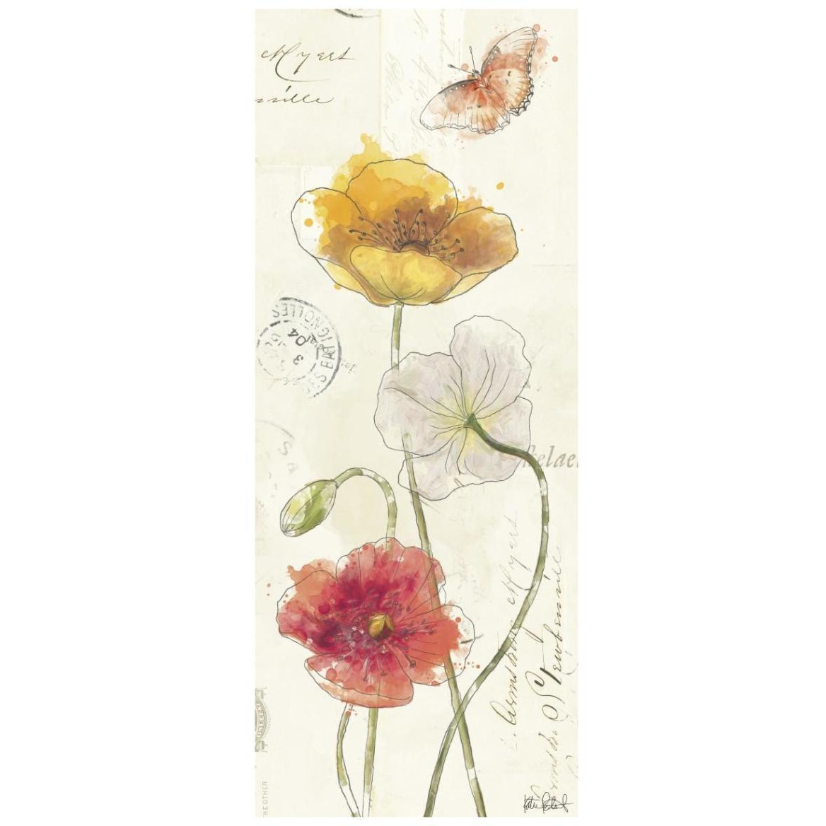 Painted Poppies VII -Paper Art-18&quotx42"