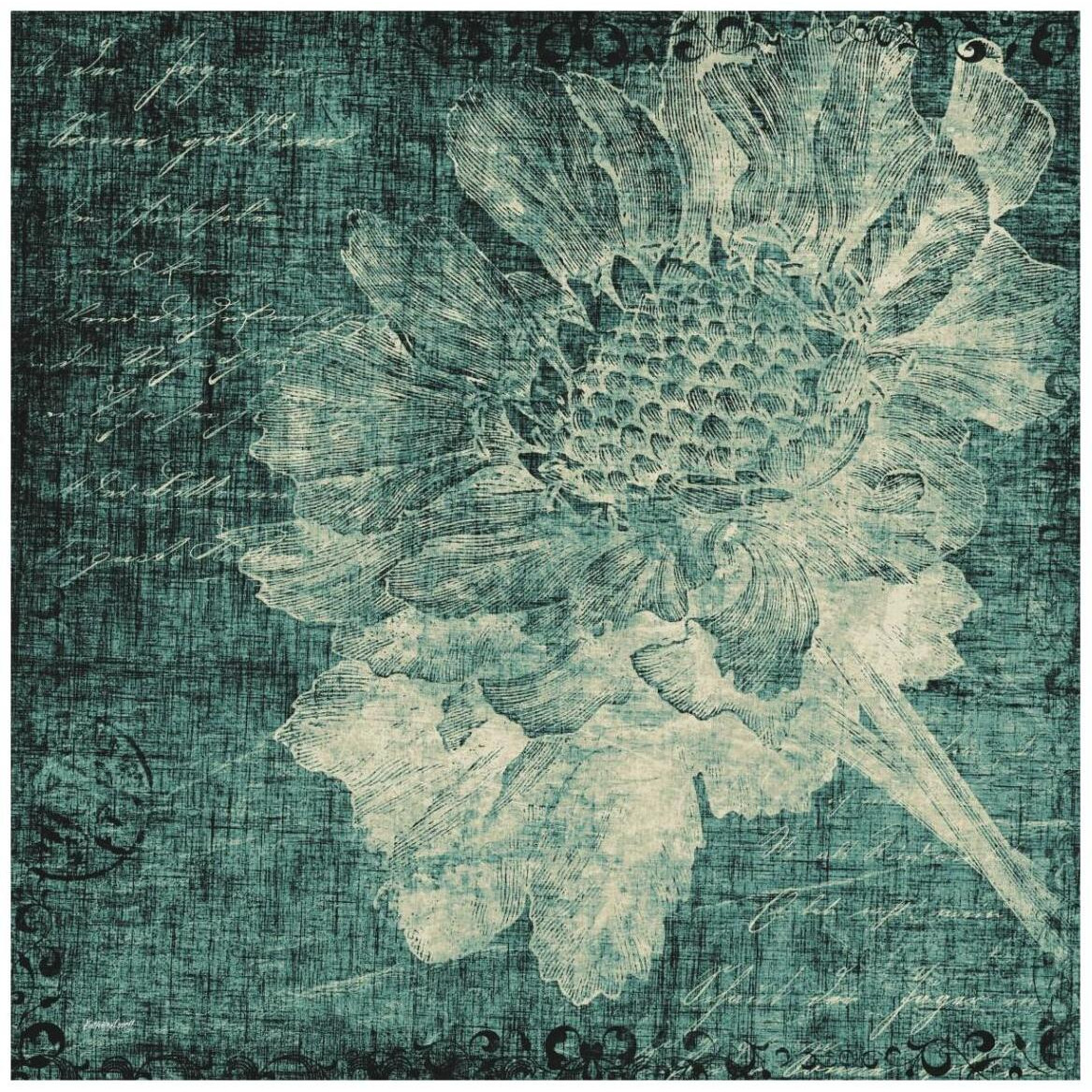 Aqua Vintage Botanical -Paper Art-42&quotx42"