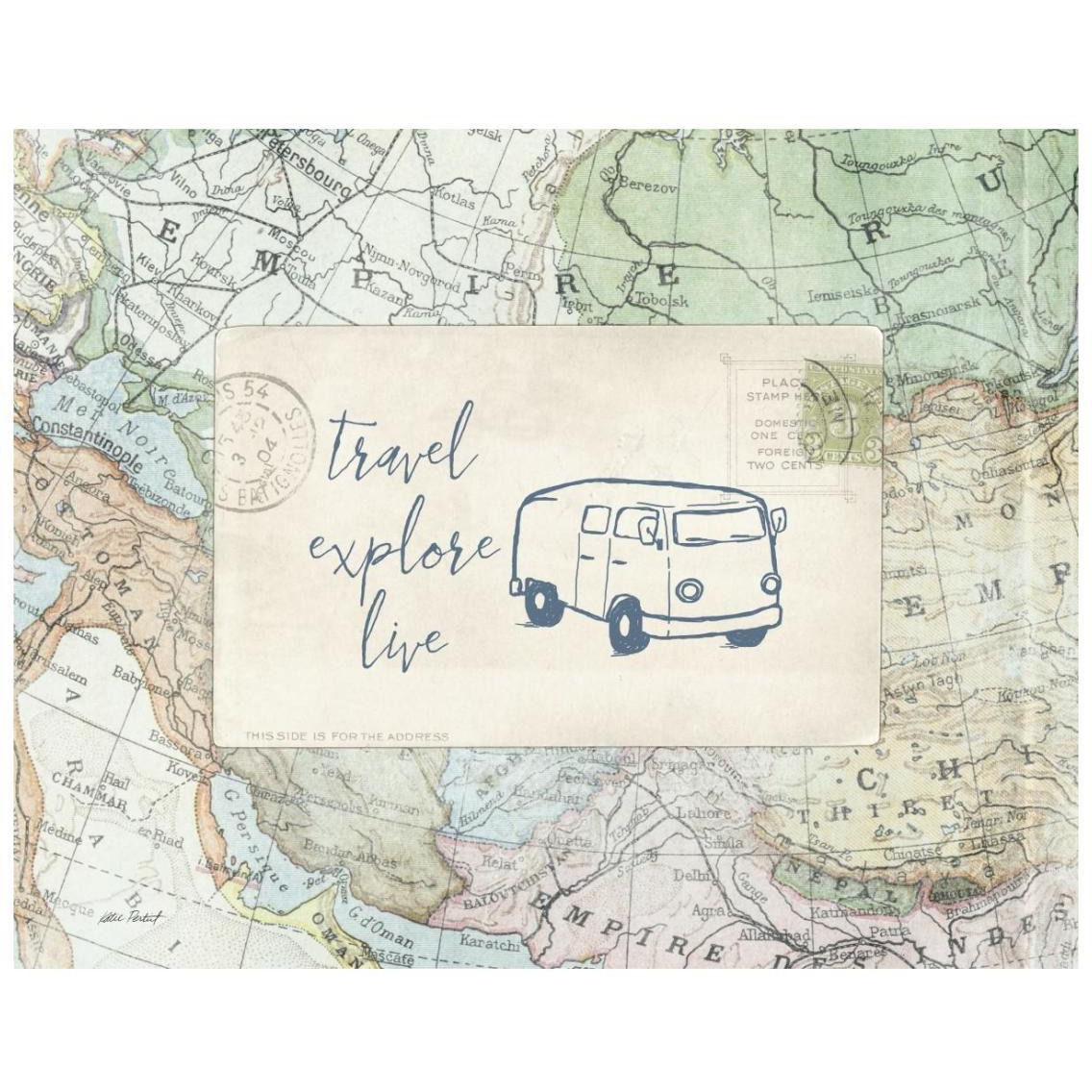 Travel Posts II -Paper Art-26&quotx22"