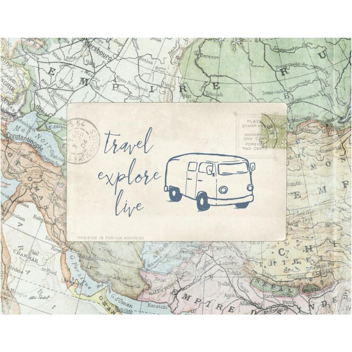 Travel Posts II -Paper Art-37&quotx30"