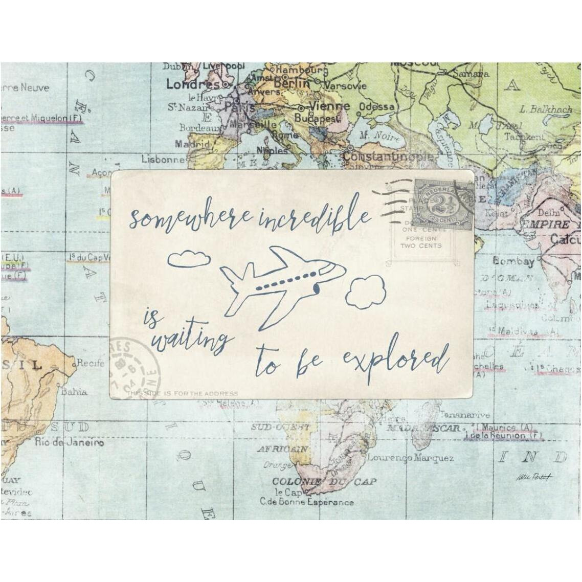 Travel Posts IV -Paper Art-37&quotx30"