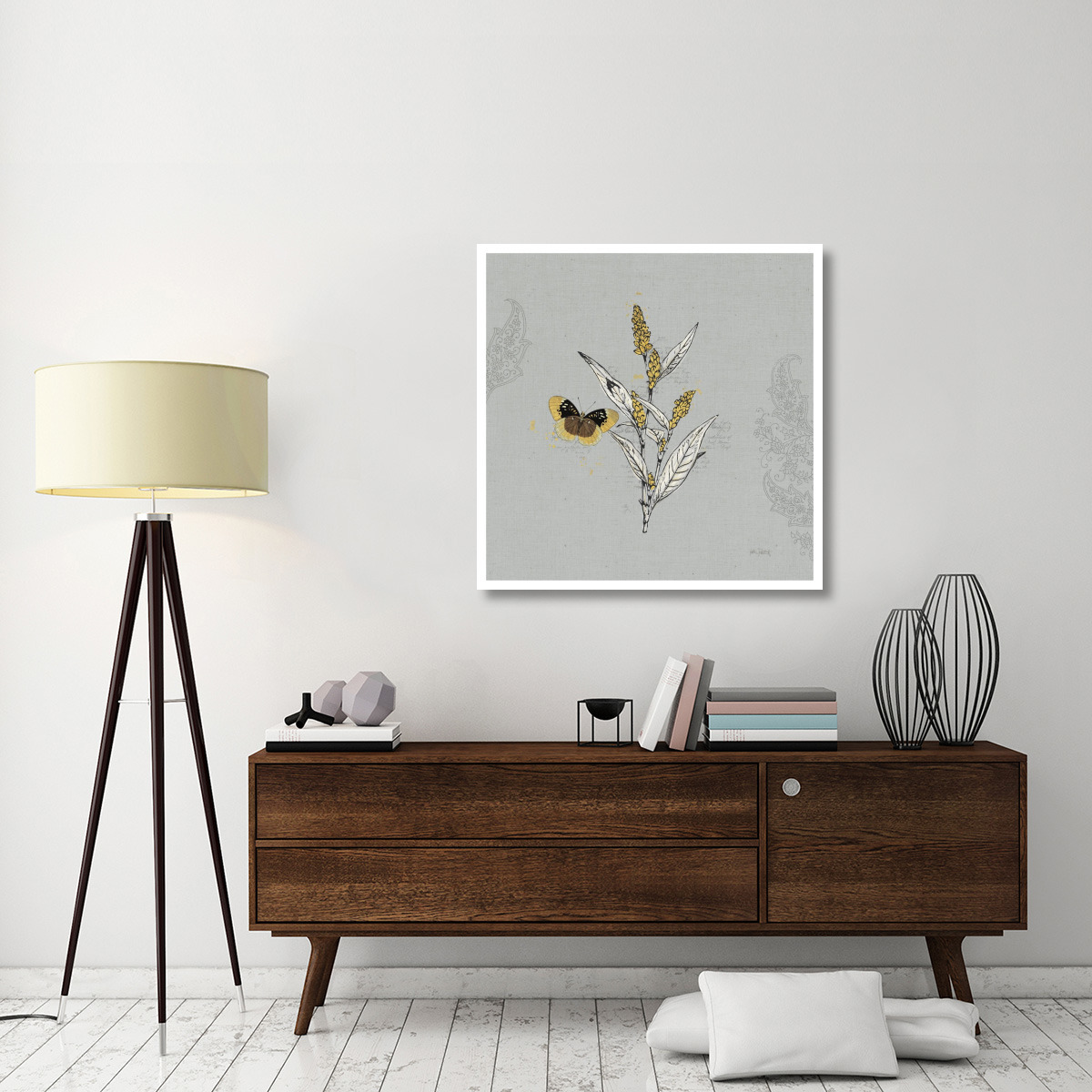 Harvest Fields II Gray -Paper Art-38&quotx38"