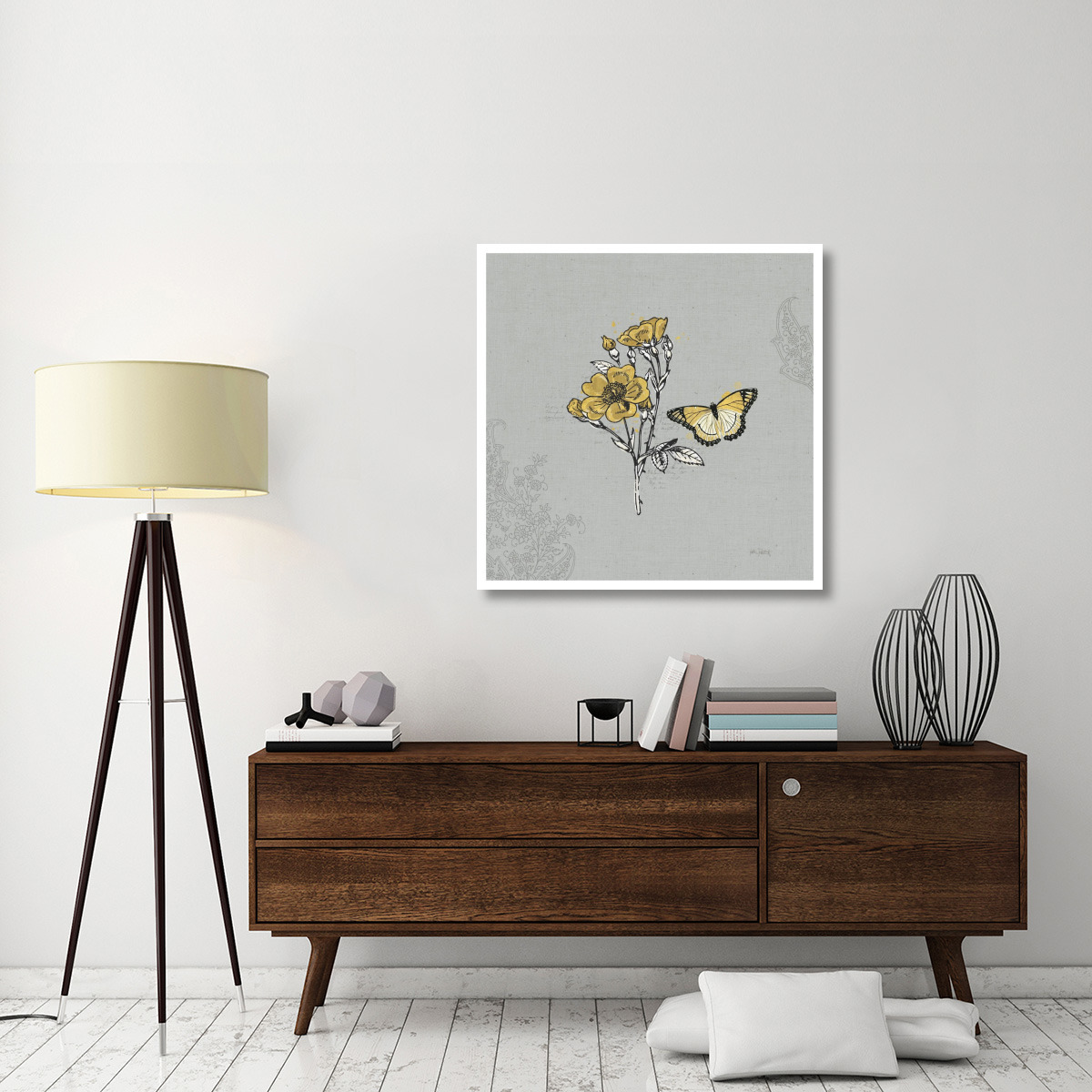 Harvest Fields III Gray -Paper Art-38&quotx38"