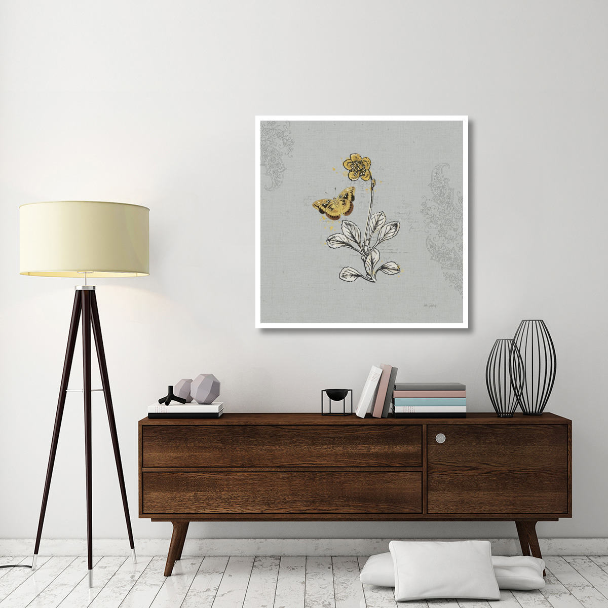 Harvest Fields IV Gray -Paper Art-42&quotx42"