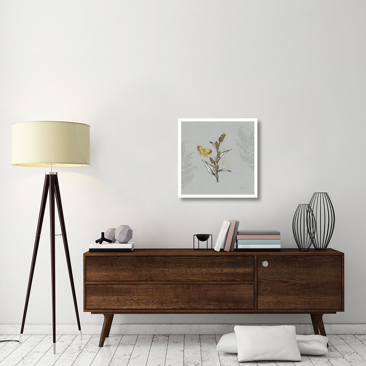 Harvest Fields V Gray -Paper Art-26&quotx26"
