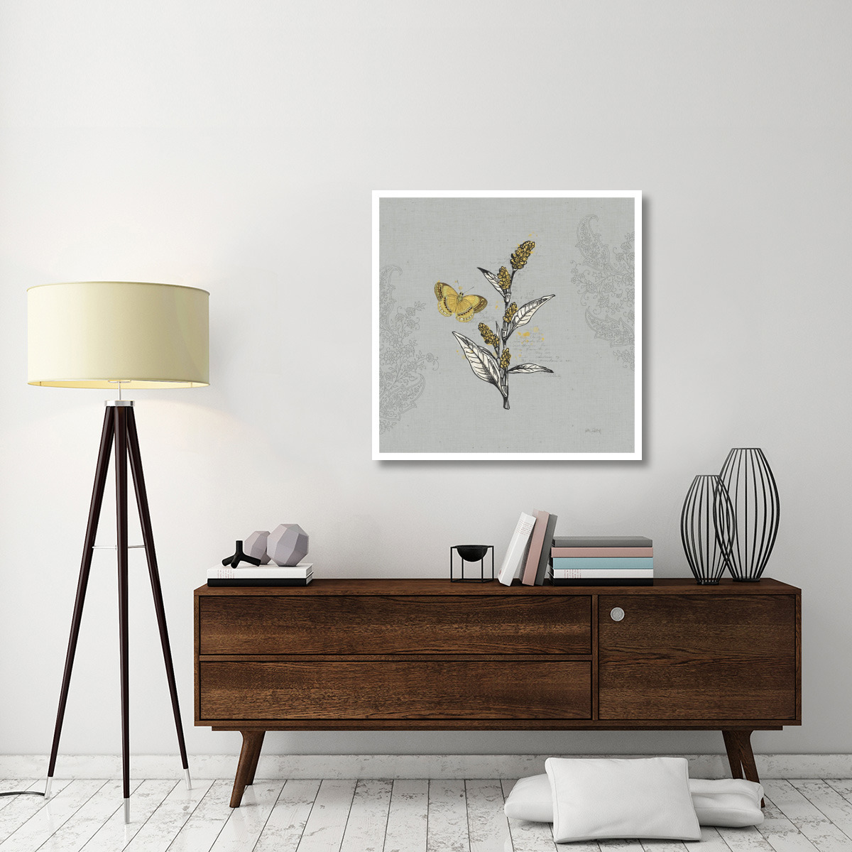 Harvest Fields V Gray -Paper Art-38&quotx38"