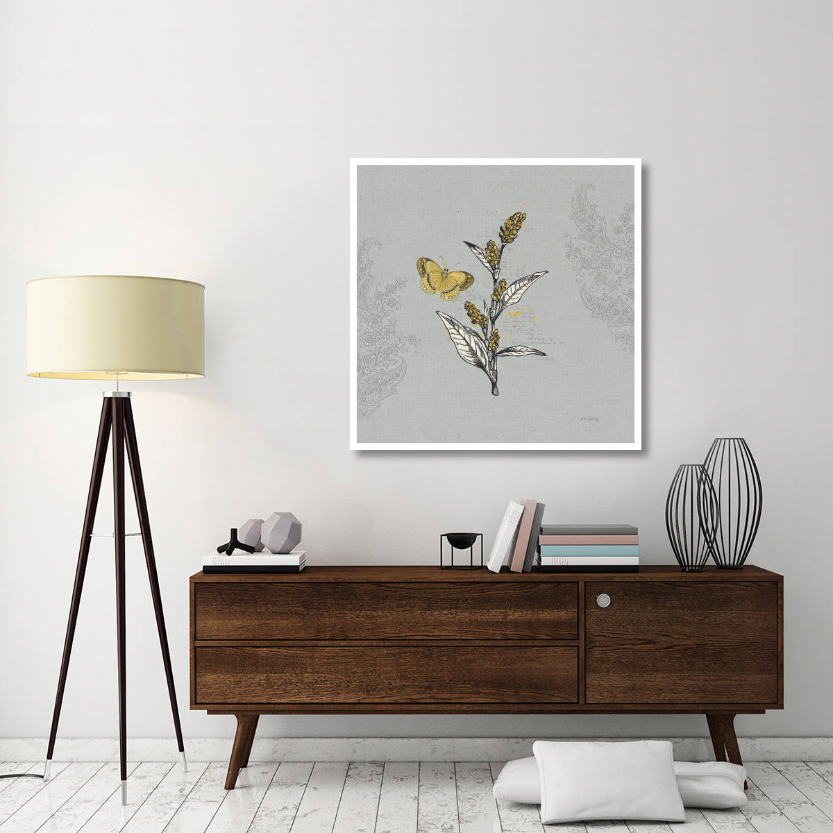 Harvest Fields V Gray -Paper Art-42&quotx42"