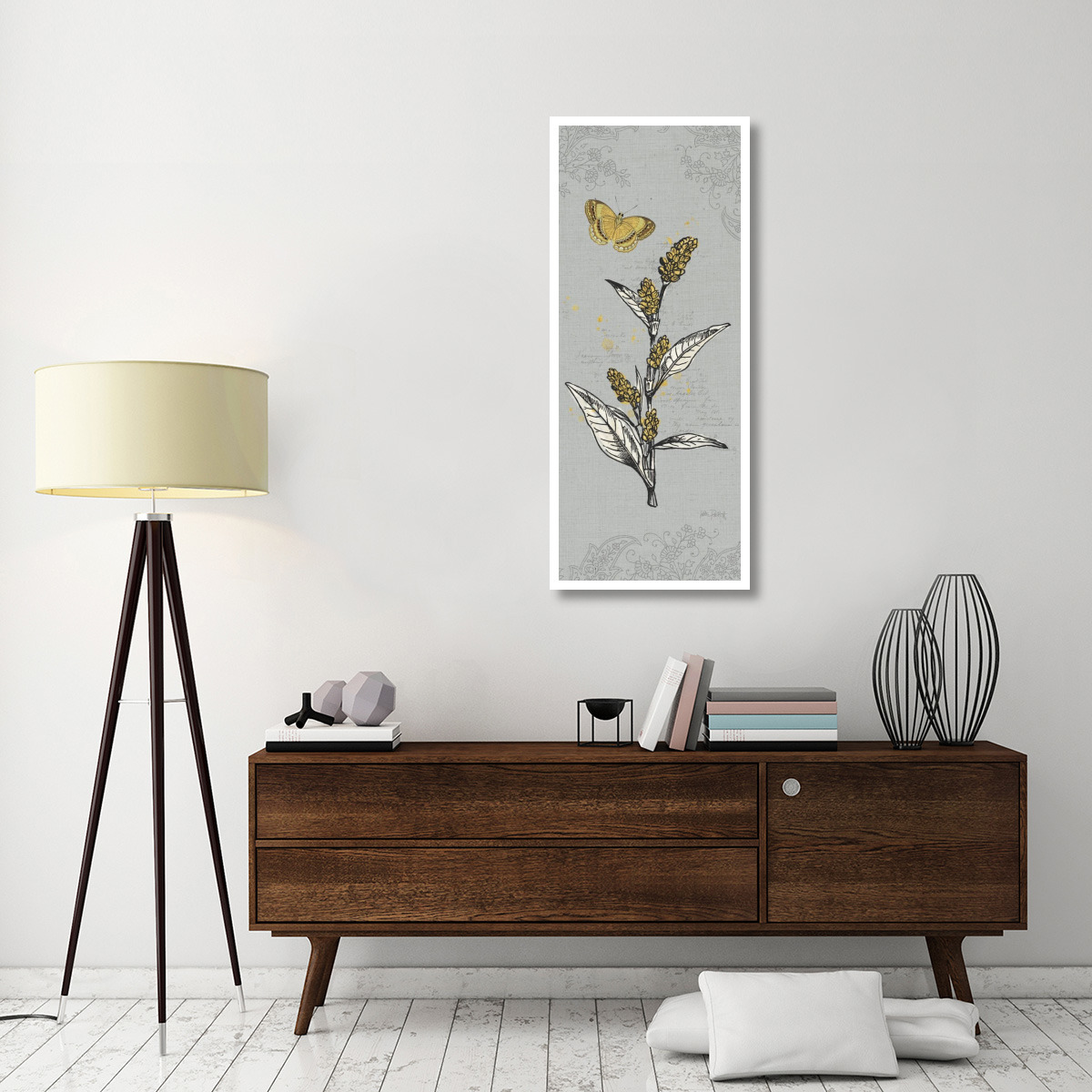 Harvest Fields VI Gray -Paper Art-22&quotx52"