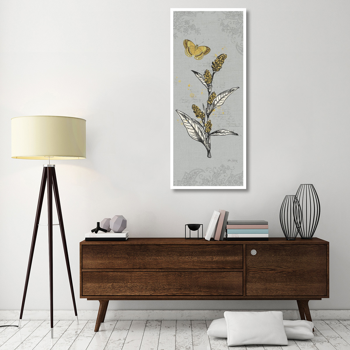 Harvest Fields VI Gray -Paper Art-26&quotx62"