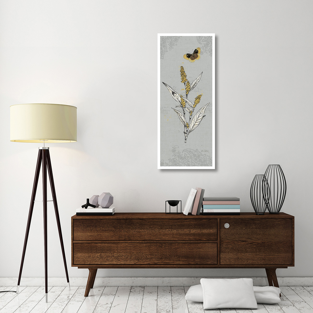 Harvest Fields VII Gray -Paper Art-22&quotx52"
