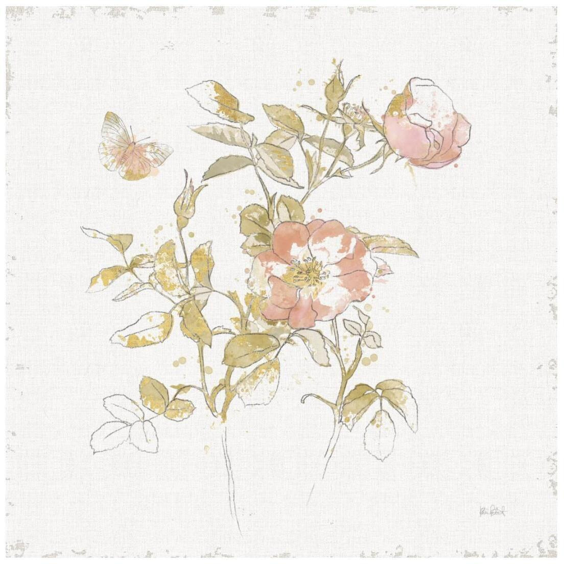 Watery Blooms V -Paper Art-20&quotx20"