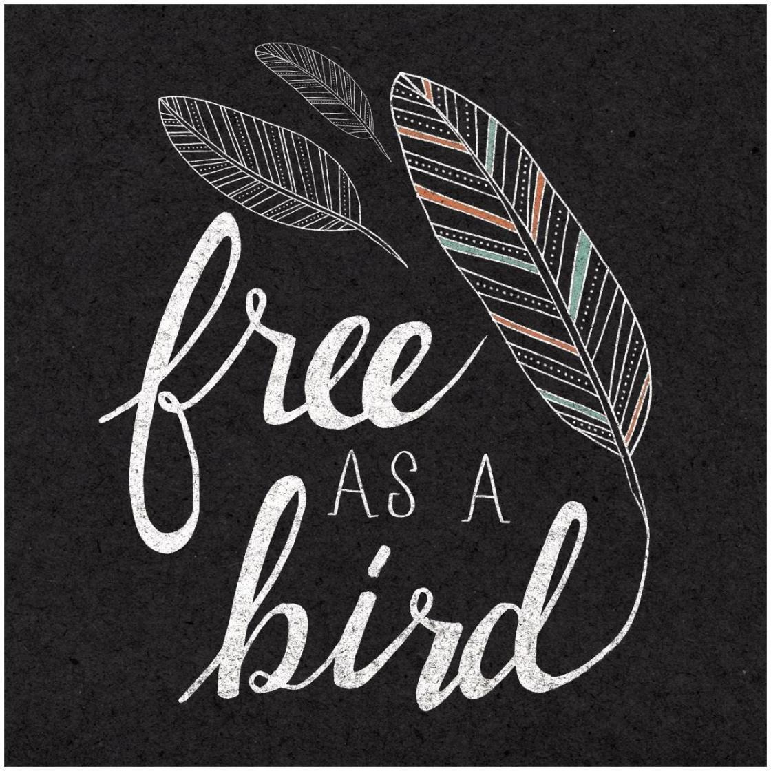 Free as a Bird Black -Paper Art-26&quotx26"