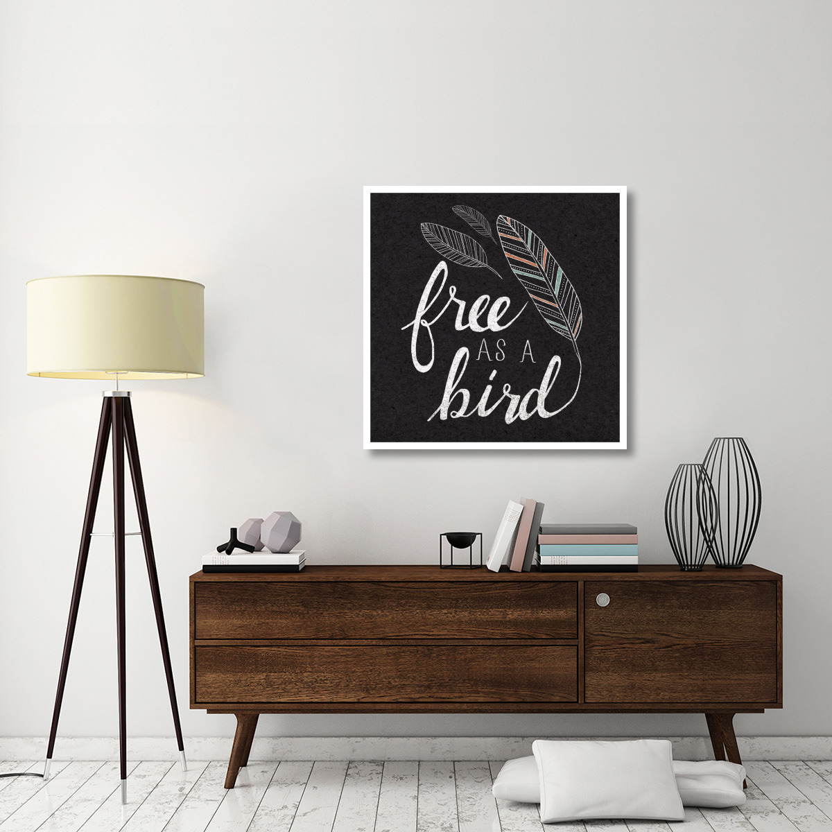 Free as a Bird Black -Paper Art-38&quotx38"