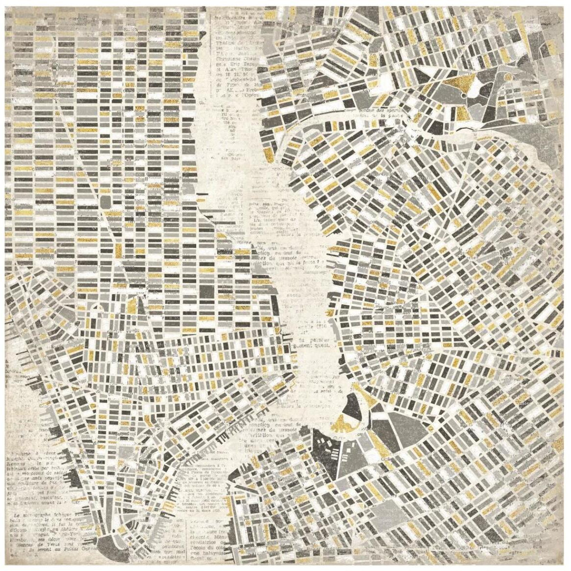 Neutral New York Map -Paper Art-42&quotx42"