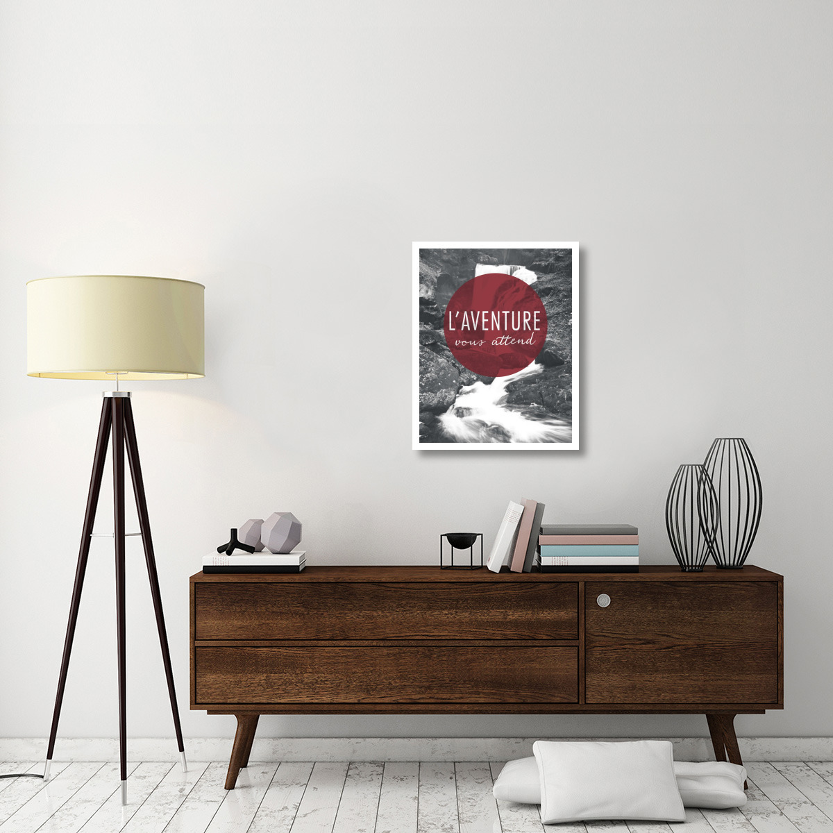 Adventure is Out There Red French -Paper Art-24&quotx30"