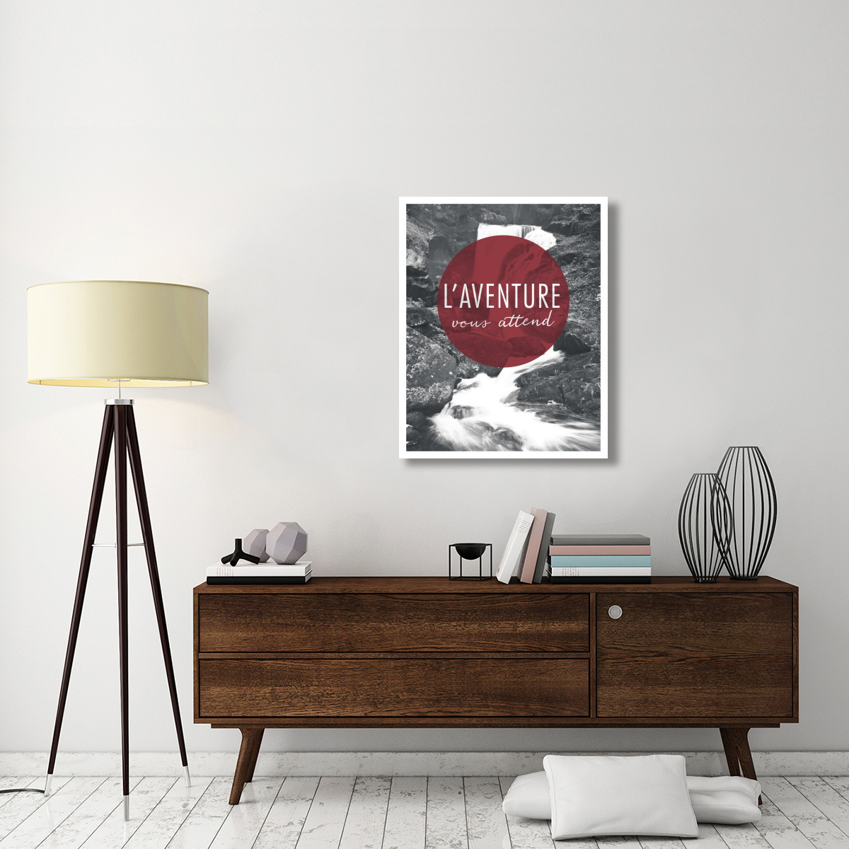 Adventure is Out There Red French -Paper Art-30&quotx37"
