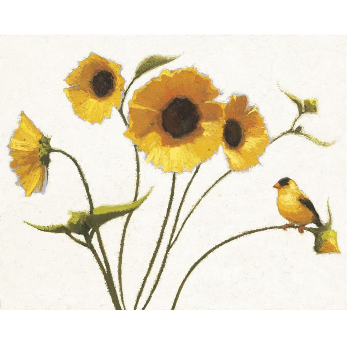Sunny Flowers on White -Paper Art-37&quotx30"