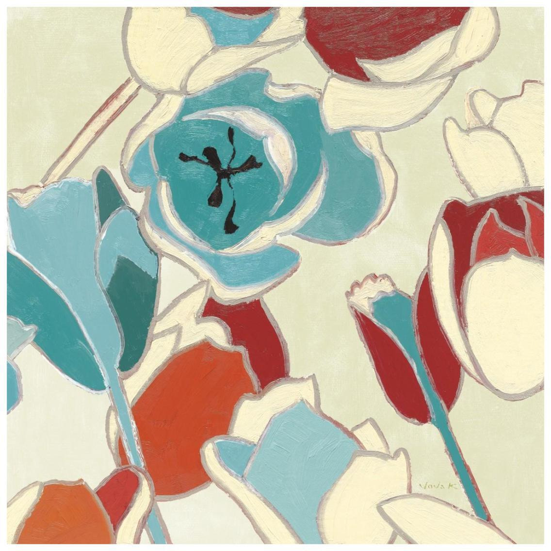 Cloisonne Tulipe I Turquoise Vignette -Paper Art-26&quotx26"