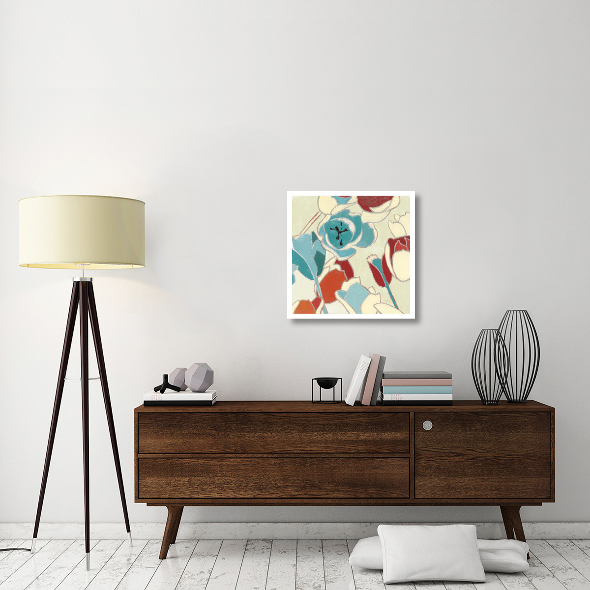 Cloisonne Tulipe I Turquoise Vignette -Paper Art-26&quotx26"