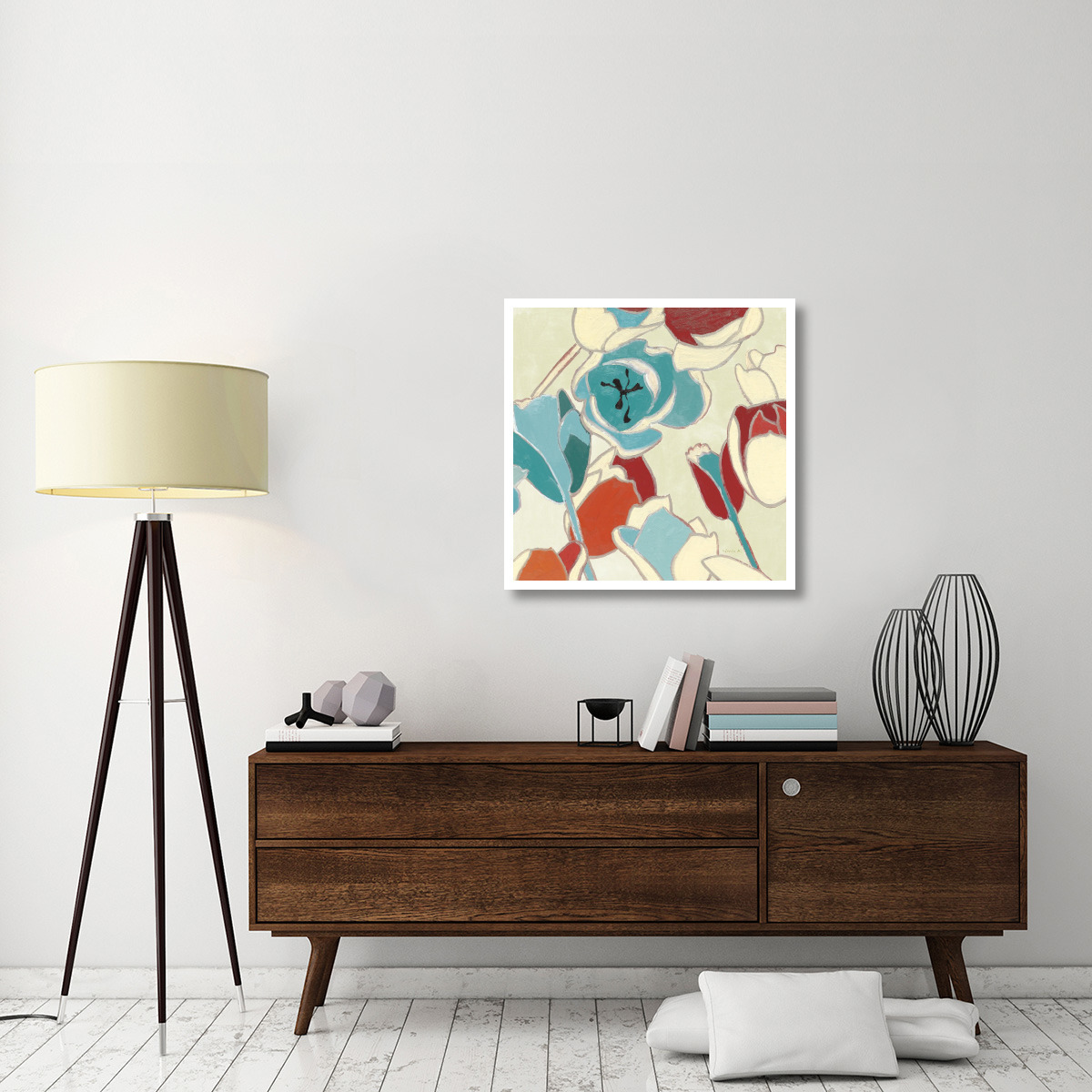 Cloisonne Tulipe I Turquoise Vignette -Paper Art-32&quotx32"