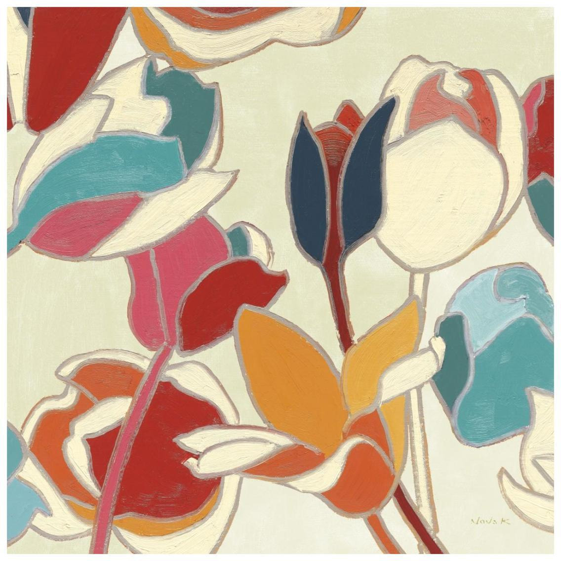 Cloisonne Tulipe II Turquoise and Indigo Vignette -Paper Art-26&quotx26"