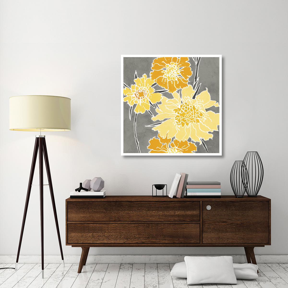 Cloisonne Beauty I Gray Crop -Paper Art-42&quotx42"