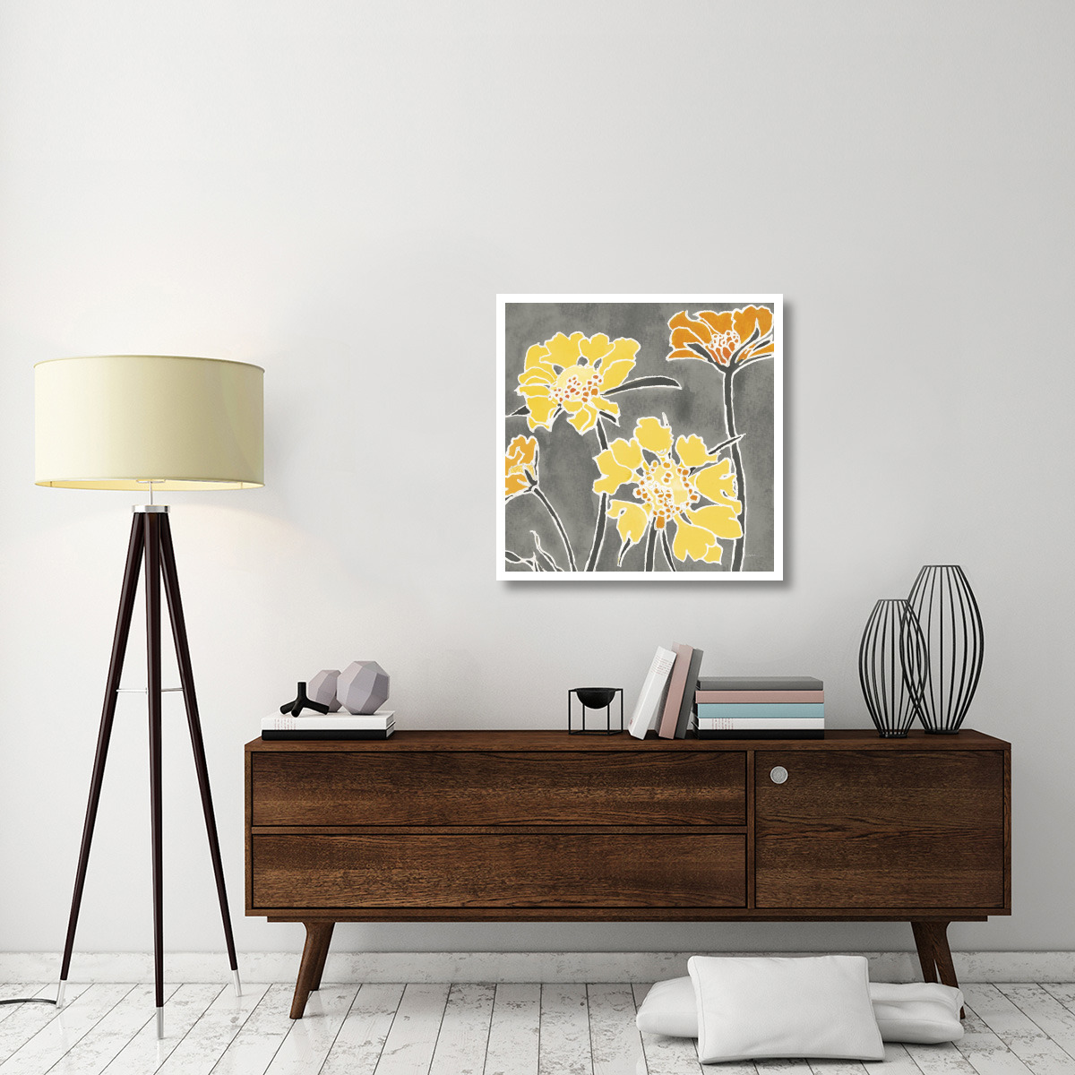 Cloisonne Beauty II Gray Crop -Paper Art-32&quotx32"