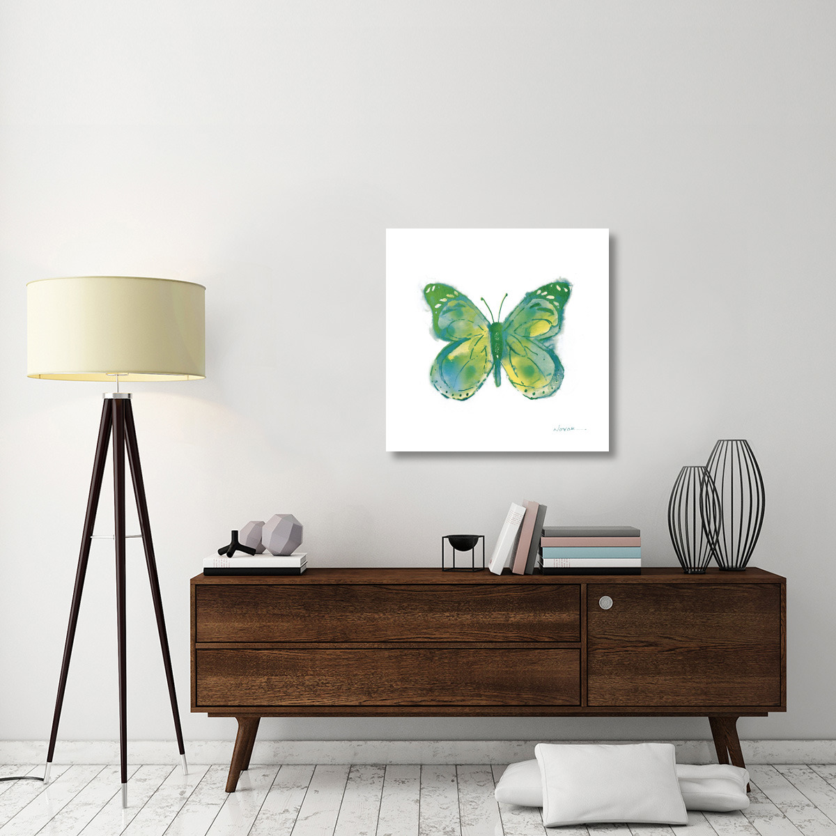 Birdsong Garden Butterfly I on White -Paper Art-32&quotx32"