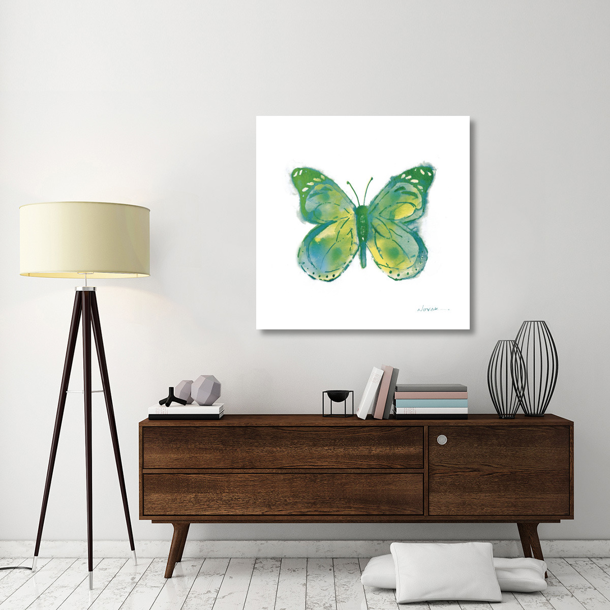 Birdsong Garden Butterfly I on White -Paper Art-42&quotx42"